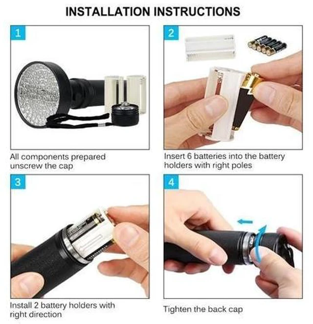 Alt view image 10 of 10 - UV Flashlights 100 LEDs Handheld Powerful Ultraviolet Black Light Scorpion Pet Dog and Cat Urine Stain Detector
