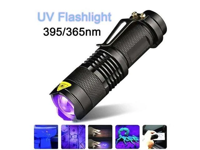 Alt view image 6 of 10 - Flashlight 365/395 nm LED Ultraviolet Torch With Zoom Function Mini Black Light Detector Outdoor Rechargeable
