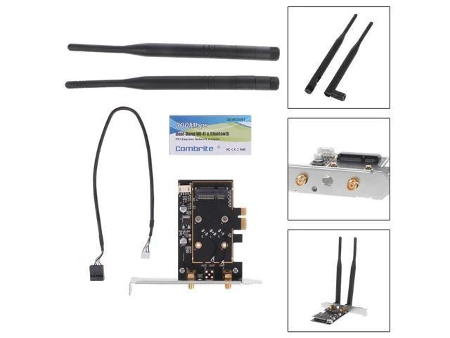 Alt view image 6 of 10 - BCM4352 867Mbps + Bluetooth BT 4.0 802.11AC/BGN Desktop PCI-E Adapter Card with Wifi Antennas