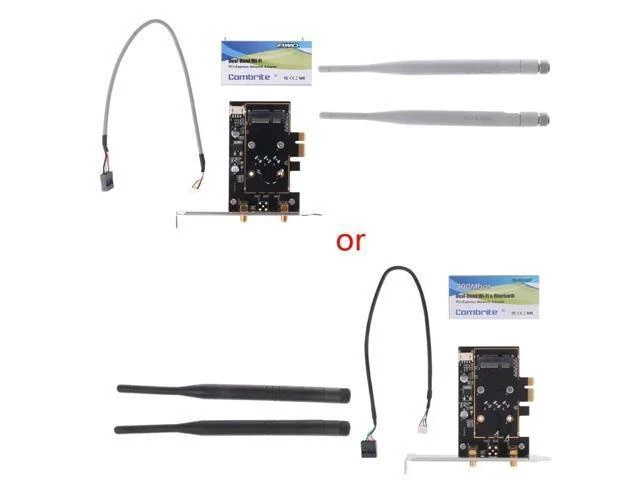 Alt view image 7 of 10 - BCM4352 867Mbps + Bluetooth BT 4.0 802.11AC/BGN Desktop PCI-E Adapter Card with Wifi Antennas