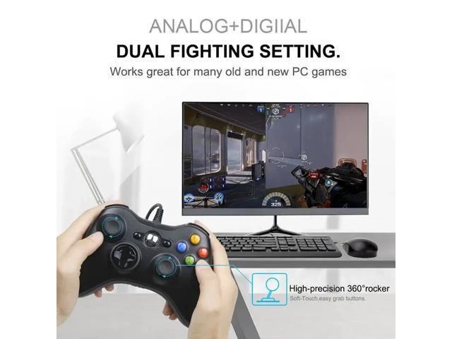 Alt view image 8 of 10 - Game Controller Wired Vibration Gamepad Joystick For PC Controller Windows 7 / 8 / 10 for Xbox 360 Joypad with Gamepad