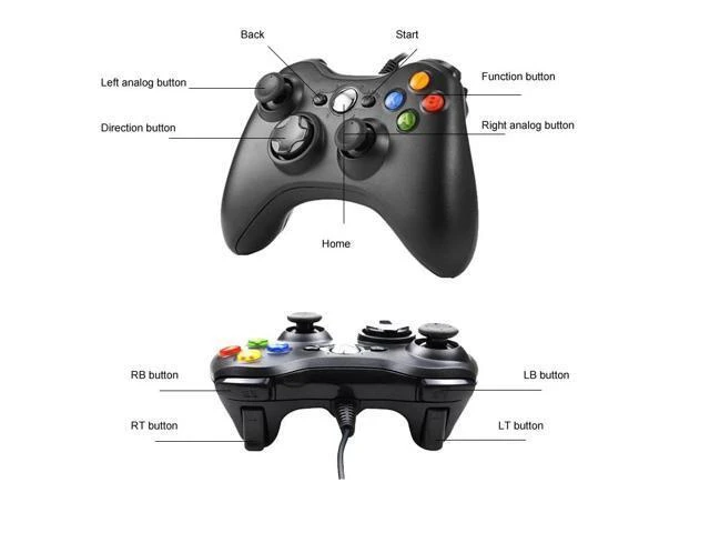 Alt view image 9 of 10 - Game Controller Wired Vibration Gamepad Joystick For PC Controller Windows 7 / 8 / 10 for Xbox 360 Joypad with Gamepad