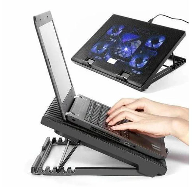 Alt view image 6 of 10 - Cooling Cooler Pad Stand 5 Fan 2 USB Computer Mat for 11"-17" Notebook