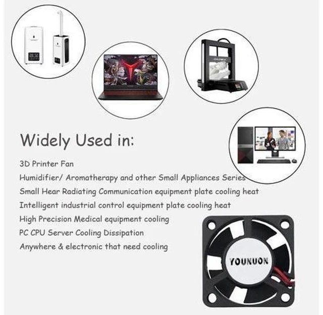 Alt view image 9 of 10 - 2 Pieces 3010 3cm 30mm Cooling Fan 30x30x10mm DC Fan 24V 12V 5V Cooler Dual Ball Bearing DC Brushless Mini Cooler Cooling Fan