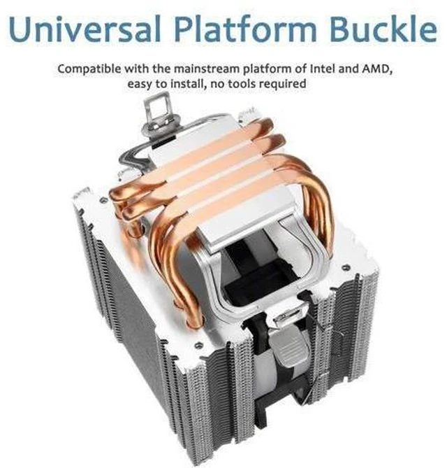 Alt view image 8 of 10 - 90mm 4 Heatpipe CPU Cooler Desktop Computer 4Pin RGB LED Fan Cooling Heatsink for Intel 775/1150/1151/1155/1156/1366 for AMD