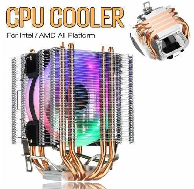 Alt view image 10 of 10 - 90mm 4 Heatpipe CPU Cooler Desktop Computer 4Pin RGB LED Fan Cooling Heatsink for Intel 775/1150/1151/1155/1156/1366 for AMD