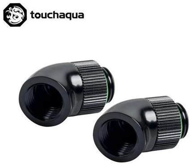 Alt view image 6 of 10 - 2PCS Bitspower G1/4" Rotary 45 Degree Fittings,Computer Case Water Building Elbow Black ,Silver