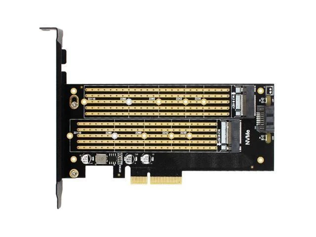 Alt view image 5 of 8 - SK7 M.2 NVMe SSD NGFF TO PCI-E Riser Card X4 Adapter M Key B KEY Dual Interface Card Support PCI Express3.0 Dual Voltage 12V+3.3V SATA3