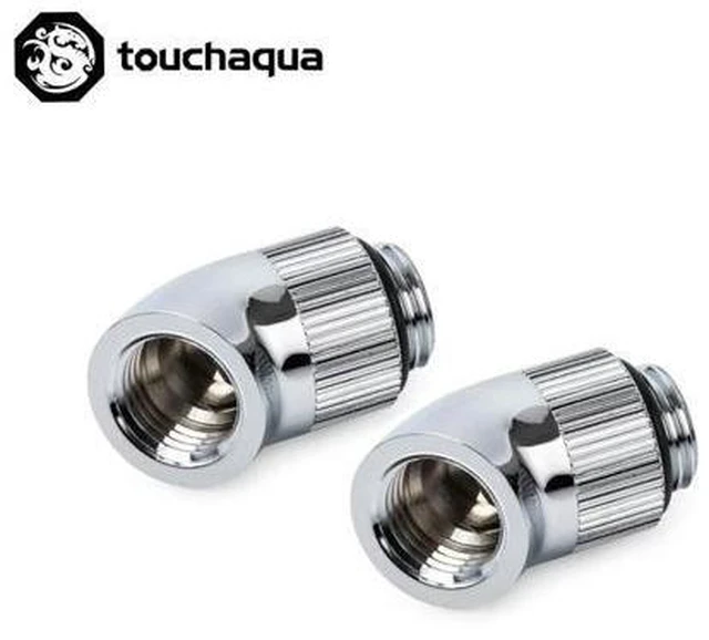 Alt view image 7 of 10 - 2PCS Bitspower G1/4" Rotary 45 Degree Fittings,Computer Case Water Building Elbow Black ,Silver