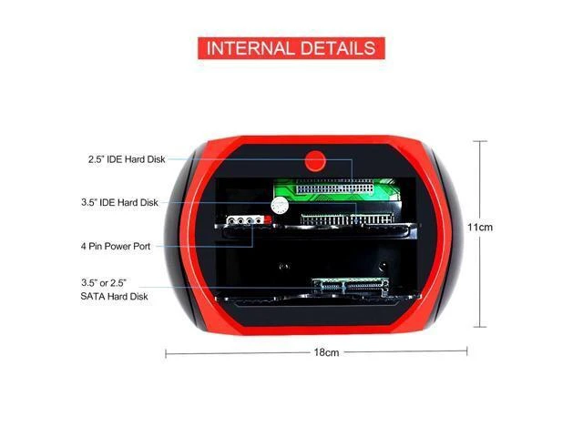 Alt view image 8 of 10 - All in 1 HDD Docking Station USB 2.0 2.5" 3.5" IDE SATA External HDD Case Box Hard Disk Drive Enclosure SD TF Card Reader