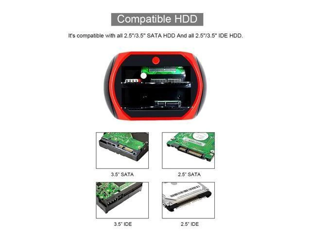 Alt view image 10 of 10 - All in 1 HDD Docking Station USB 2.0 2.5" 3.5" IDE SATA External HDD Case Box Hard Disk Drive Enclosure SD TF Card Reader