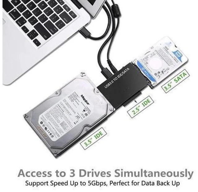 Alt view image 7 of 10 - To USB IDE Adapter USB 3.0 2.5 3.5 Inch Hard Disk Drive HDD SSD USB Converter IDE To USB Adapter Cable