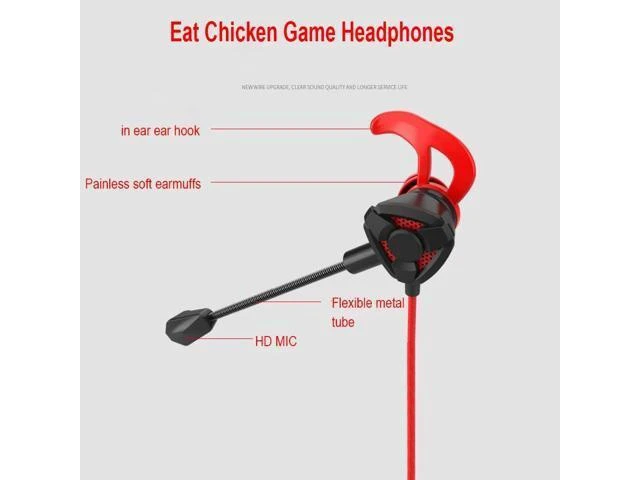 Alt view image 8 of 10 - Wired Earbuds Sport In Ear Earphones Gaming Headphone with Microphone Ear Piece for Mobile Phone PC Headset Gamer