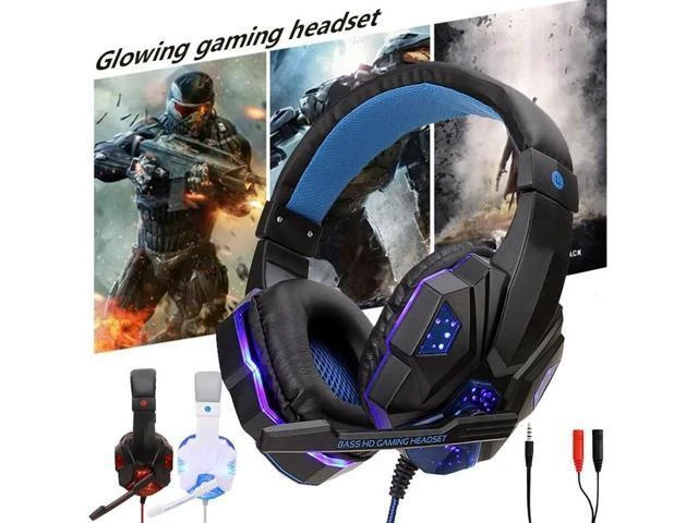 Alt view image 6 of 10 - Gaming Big Headphones with Light Mic Stereo Earphones Deep Bass for PC Computer Gamer Laptop PS4 Games audifonos gamer