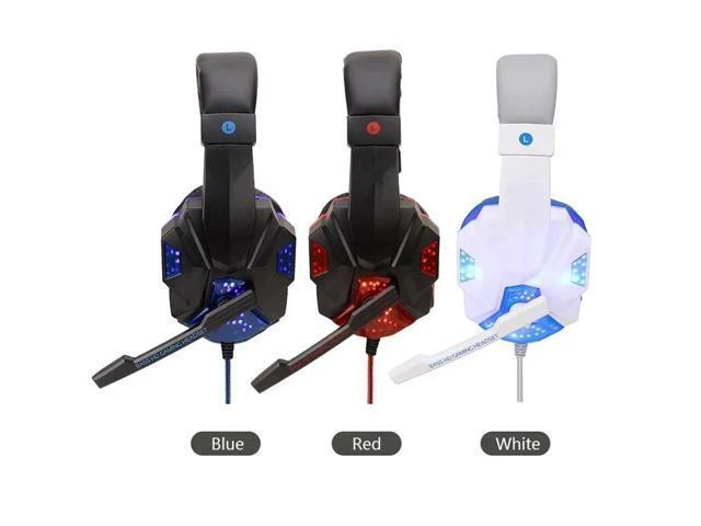 Alt view image 10 of 10 - Gaming Big Headphones with Light Mic Stereo Earphones Deep Bass for PC Computer Gamer Laptop PS4 Games audifonos gamer