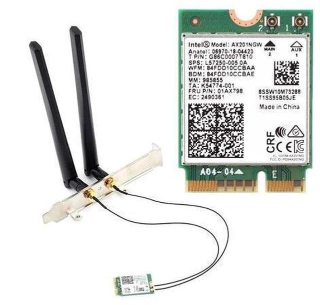 Alt view image 6 of 10 - 2.4Gbps Dual Band 802.11ax/ac Wi-Fi 6 AX201 Bluetooth 5.0 Wireless Desktop Adapter Kit NGFF CNVio2 Wifi Card AX201NGW Antenna
