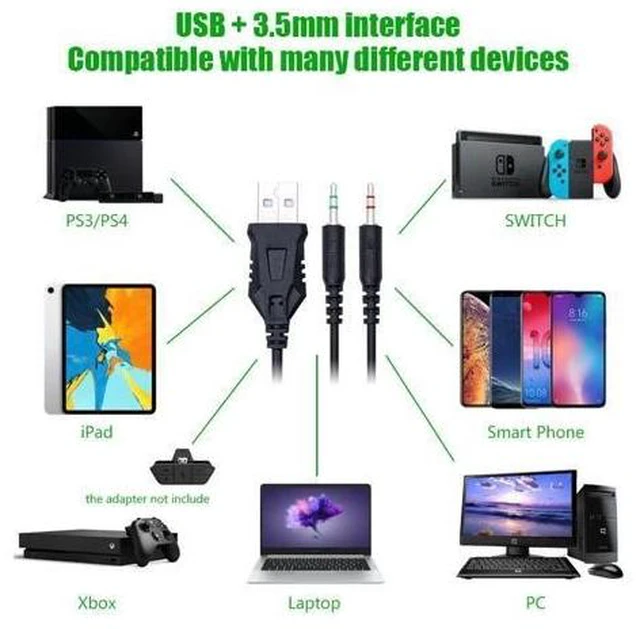 Alt view image 7 of 10 - Headphones USB 3.5mm USB Wired Game Headset Professional Earphones with Mic Voice Control for Laptop Computer Gamer