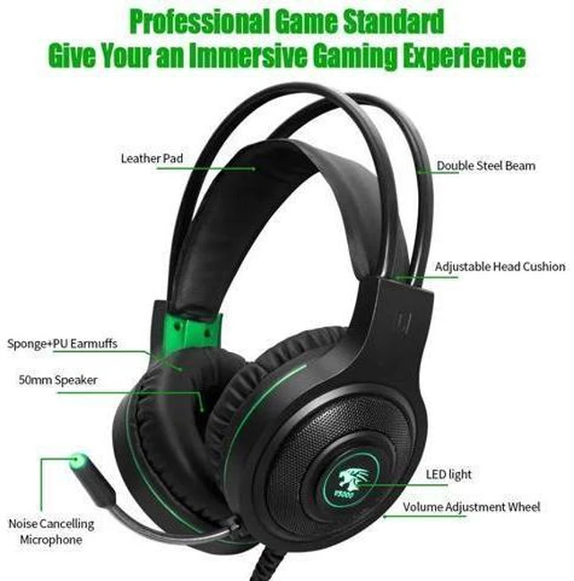 Alt view image 8 of 10 - Headphones USB 3.5mm USB Wired Game Headset Professional Earphones with Mic Voice Control for Laptop Computer Gamer