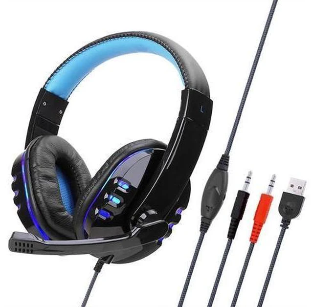 Alt view image 6 of 10 - Wired Computer Gaming Headphones Earphone Over-ear Game Headset With Microphone AUX+USB Port Volume Control for PC