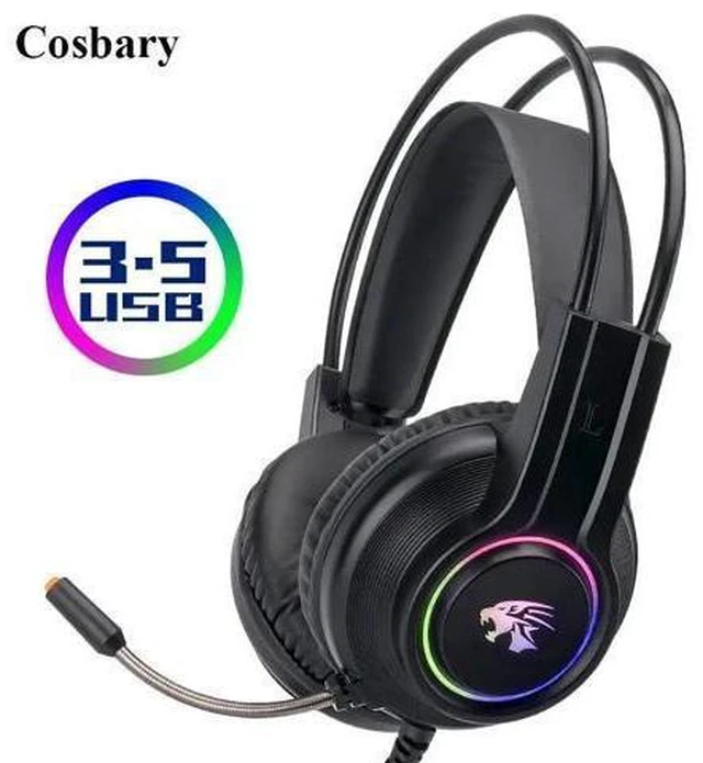 Alt view image 6 of 10 - Gaming Earphones with Mic 3.5mm Wired Headset Stereo Sound Game Headphone for PC Gamer Computer Laptop PS4 LED RGB Light