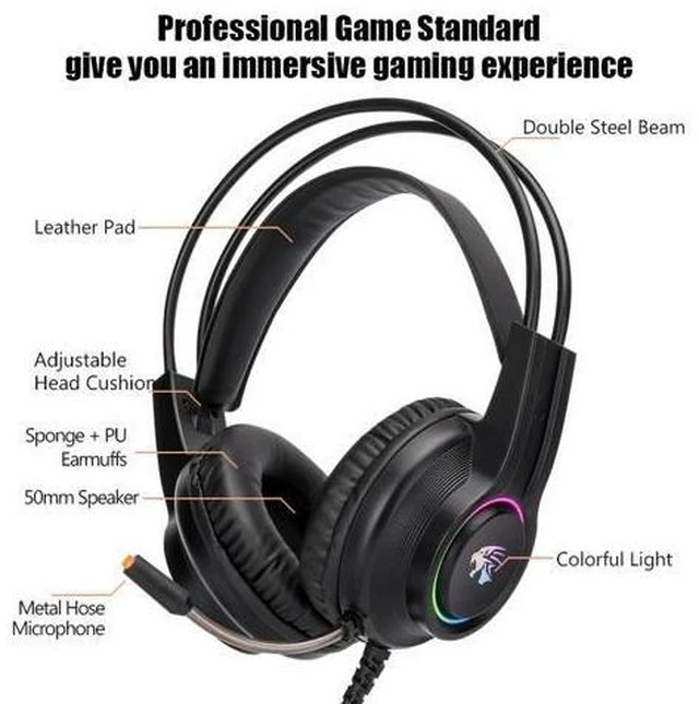 Alt view image 7 of 10 - Gaming Earphones with Mic 3.5mm Wired Headset Stereo Sound Game Headphone for PC Gamer Computer Laptop PS4 LED RGB Light