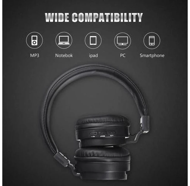 Alt view image 7 of 10 - Studio Headset Wireless Headphones Stereo Foldable Sport Earphone Microphone Gaming Cordless Auriculares Audifonos