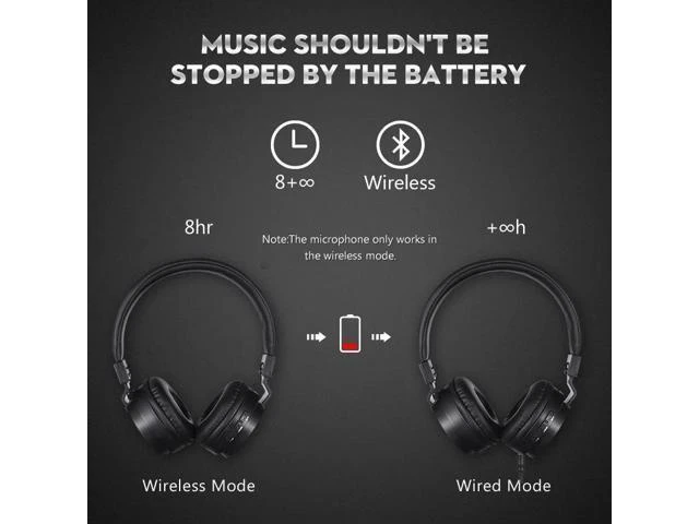 Alt view image 8 of 10 - Studio Headset Wireless Headphones Stereo Foldable Sport Earphone Microphone Gaming Cordless Auriculares Audifonos