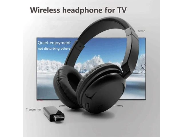 Alt view image 7 of 8 - Wireless Headset For TV PC Computer MP3 TV Rechargeable Over-Ear Headset Support FM Function With USB Transmitter