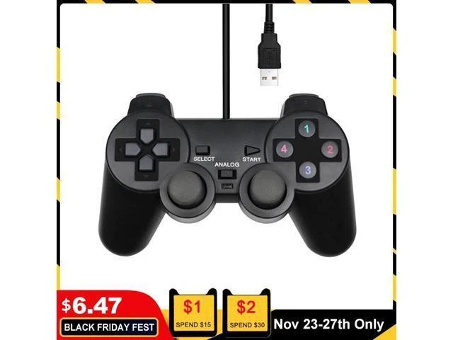 Alt view image 11 of 12 - USB Controller Gamepad For WinXP/Win7/Win8/Win10 For PC Computer Laptop Black Game Joystick
