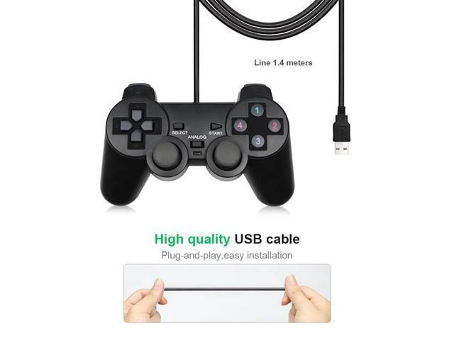 Alt view image 12 of 12 - USB Controller Gamepad For WinXP/Win7/Win8/Win10 For PC Computer Laptop Black Game Joystick