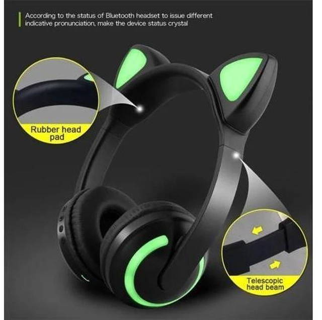 Alt view image 12 of 12 - Glowing Cat Ear Headphones Colorful Led Light Wireless Stereo Headset Computer Phone Gaming Headphone For Women Gifts