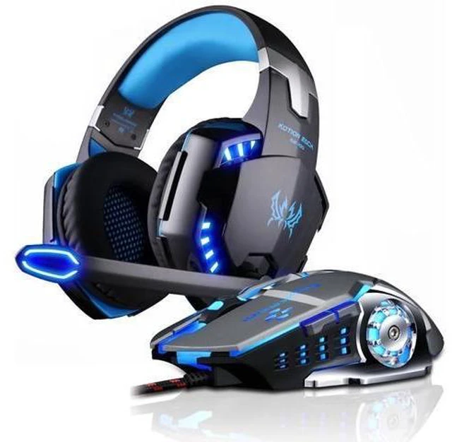 Alt view image 6 of 10 - Gaming Headphone Stereo Over-Ear Game Headset Headband Earphone with Mic LED Light for PC Gamer+6 Button Pro Gaming Mouse