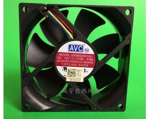 Alt view image 6 of 10 - 2 Pieces New CPU Cooler Fan For DS08025R12U 80*80*25mm 12V 0.7A P158/P197/P209 PC Server Inverter Chassis Cooling 4 Pins 0TJ5T2