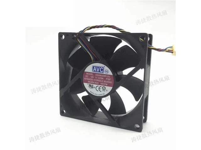 Alt view image 8 of 10 - 2 Pieces New CPU Cooler Fan For DS08025R12U 80*80*25mm 12V 0.7A P158/P197/P209 PC Server Inverter Chassis Cooling 4 Pins 0TJ5T2