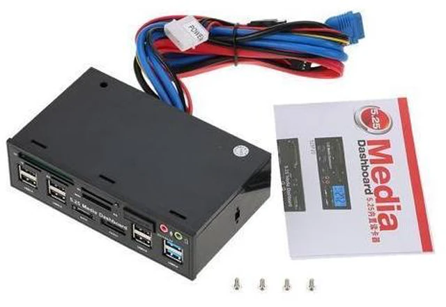 Alt view image 8 of 10 - USB 3.0 Hub eSATA SATA Port Internal Card Reader PC Dashboard Media Front Panel Audio for SD MS CF TF M2 MMC