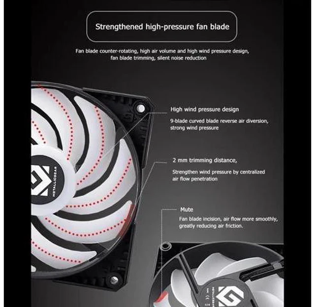 Alt view image 8 of 10 - 120mm/140mm Gorgeous PC Case Cooling Fan DRGB 4Pin PWM Chassis Cooler Computer components and hardware