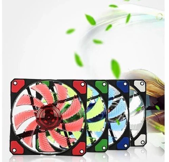 Alt view image 7 of 10 - 120mm pc computer fan 15 Lights LED Cooler Cooling Fan Plastic 12V DC 4P 3P 120*120*25mm Easy Installed Fan Colorful Computer