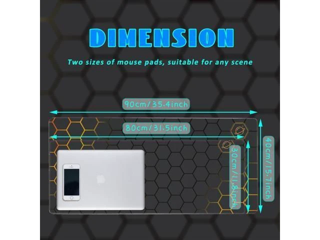 Alt view image 9 of 12 - Desk Mat Black Gold Honeycomb Technology Extended Gaming Mouse Pad Large 31.5x11.8 Big Mouse Pad with Non-Slip Base and Stitched Edge Long Computer Keyboard Mouse Mat for Home Office Work