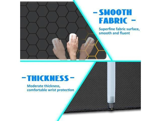 Alt view image 10 of 12 - Desk Mat Black Gold Honeycomb Technology Extended Gaming Mouse Pad Large 31.5x11.8 Big Mouse Pad with Non-Slip Base and Stitched Edge Long Computer Keyboard Mouse Mat for Home Office Work