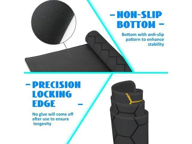 Alt view image 11 of 12 - Desk Mat Black Gold Honeycomb Technology Extended Gaming Mouse Pad Large 31.5x11.8 Big Mouse Pad with Non-Slip Base and Stitched Edge Long Computer Keyboard Mouse Mat for Home Office Work