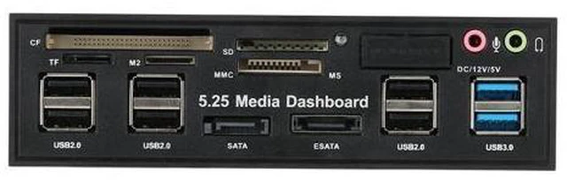 Alt view image 9 of 10 - USB 3.0 Hub eSATA SATA Port Internal Card Reader PC Dashboard Media Front Panel Audio for SD MS CF TF M2 MMC