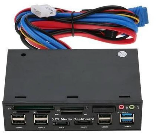 Alt view image 10 of 10 - USB 3.0 Hub eSATA SATA Port Internal Card Reader PC Dashboard Media Front Panel Audio for SD MS CF TF M2 MMC