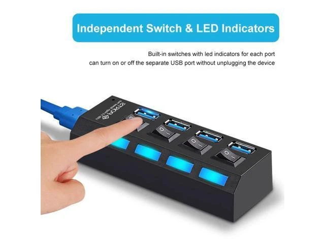Alt view image 9 of 10 - 3.0 HUB 2.0 HUB Multi Splitter 4/7 Port Expander Multiple 3 Hab Use Power Adapter 3.0 Hub with Switch For PC