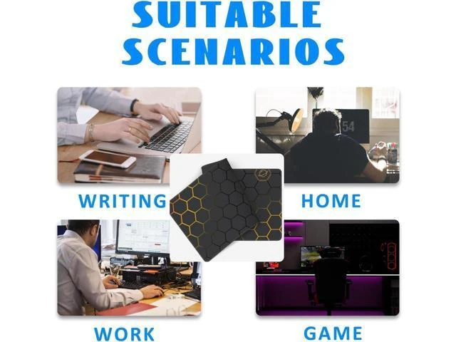 Alt view image 12 of 12 - Desk Mat Black Gold Honeycomb Technology Extended Gaming Mouse Pad Large 31.5x11.8 Big Mouse Pad with Non-Slip Base and Stitched Edge Long Computer Keyboard Mouse Mat for Home Office Work