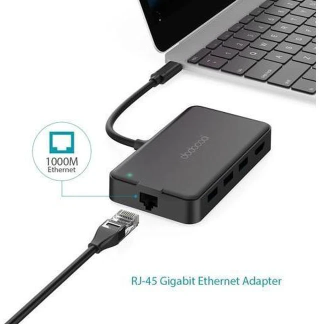 Alt view image 9 of 10 - 8-in-1 Multifunction USB-C Hub with Type-C PD 4K Video HD Gigat Ethernet Adapter SD/TF Card Reader USB3.0 Type C HUB