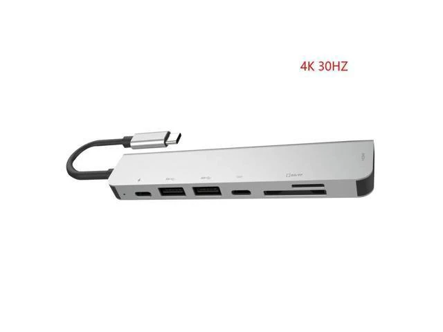 Alt view image 9 of 10 - 6 in 1 USB 3.0 High Speed Ports Type-C Hub Usb-C to 4K 30HZ HD Laptop Rj45 Gigat Ethernet Network PD Hub