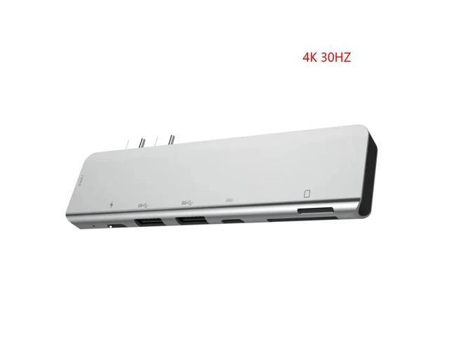 Alt view image 10 of 10 - 6 in 1 USB 3.0 High Speed Ports Type-C Hub Usb-C to 4K 30HZ HD Laptop Rj45 Gigat Ethernet Network PD Hub