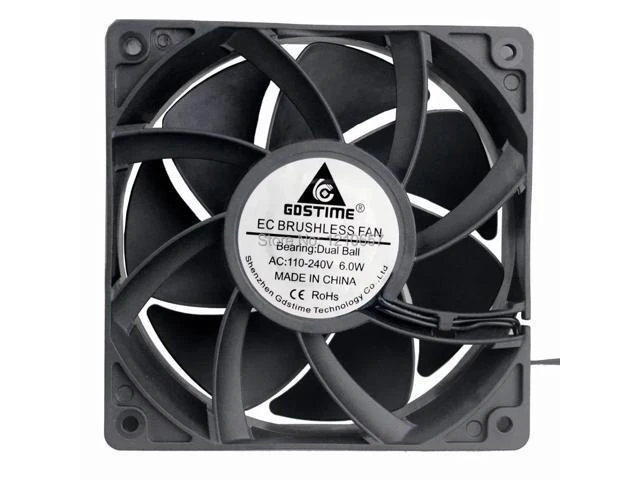 Alt view image 10 of 10 - 1 pcs EC Brushless Cooler Cooling Fan 120mm x 38mm 12038 12cm AC 110V 115V 120V 220V 240V 2 Wires