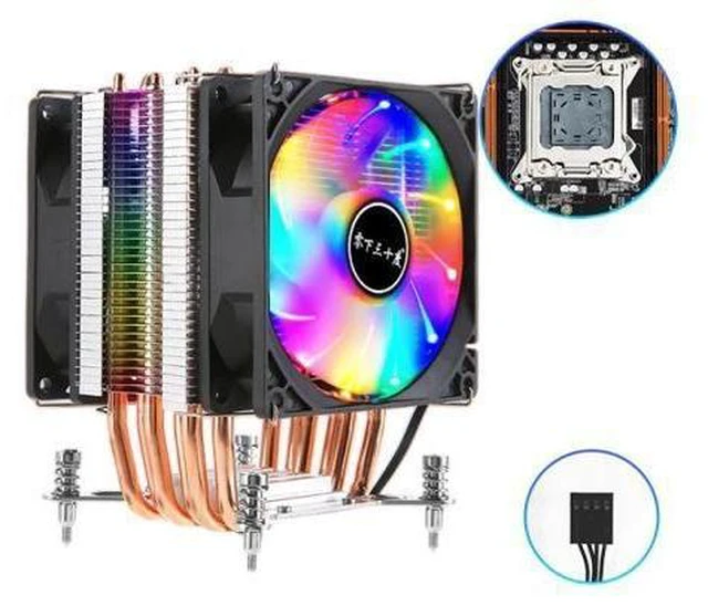 Alt view image 6 of 10 - 4 Heat Pipes CPU Cooler 4Pin RGB PC Quiet Intel LGA 2011 LGA 2011-3 X79 X99 CPU Cooling Fan