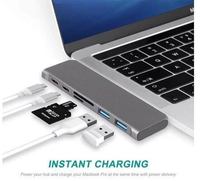 Alt view image 9 of 10 - USB C Hub, Best Mac Type-C Dual Hub Adapter with Hub 3.0 TF SD Reader Slot PD for MacBook Pro/Air 2020 for phone Surface